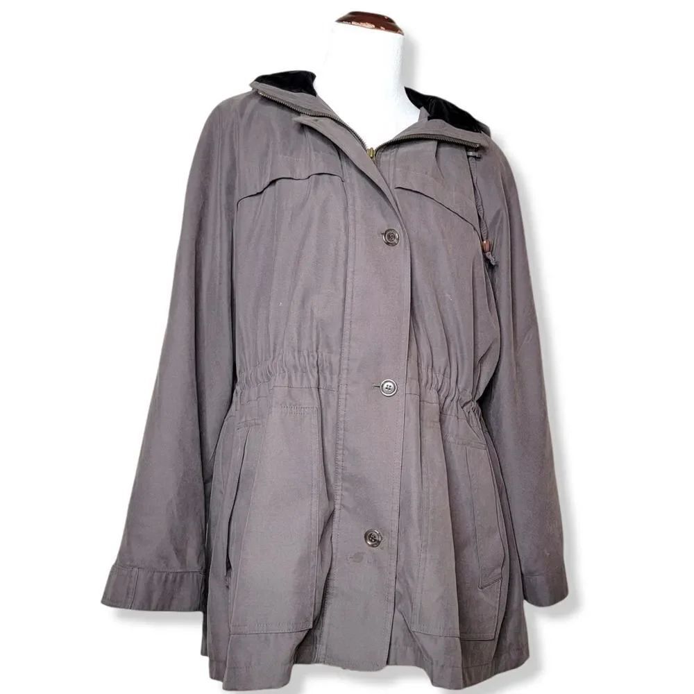 Gallery Velvet Hood Coat Gray Black Size XL